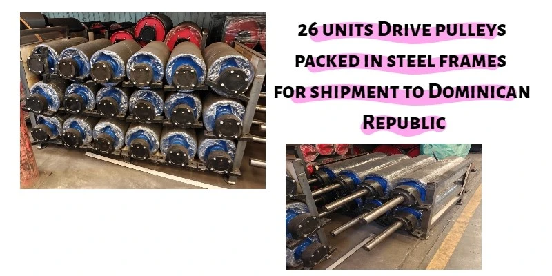 Drive pulleys packed in steel-frame crates for shipment to Dominican Republic Drive pulleys packed in steel-frame crates for shipment to Dominican Republic